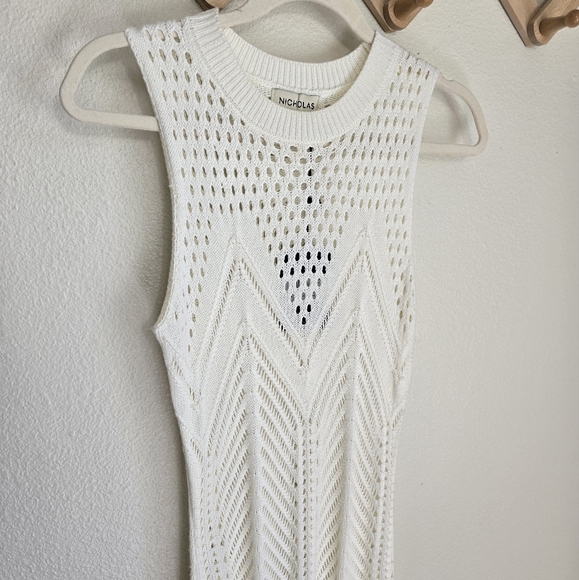 Nicholas Simmy Crochet Midi Dress in Ivory Sleeveless NWT Womens Small - Picture 3 of 11